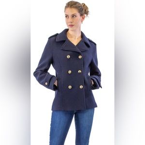 Merona navy blue peacoat size medium gold tone buttons